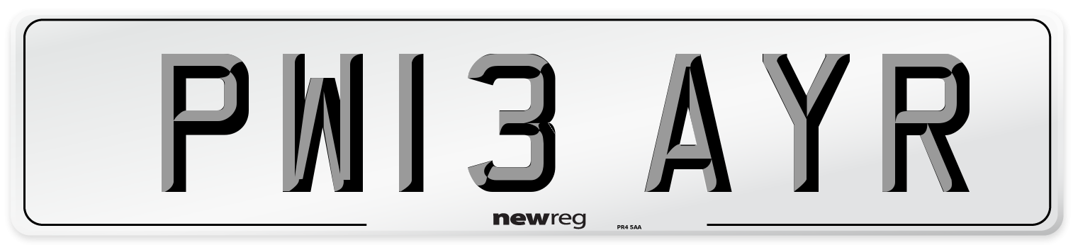 PW13 AYR Number Plate from New Reg